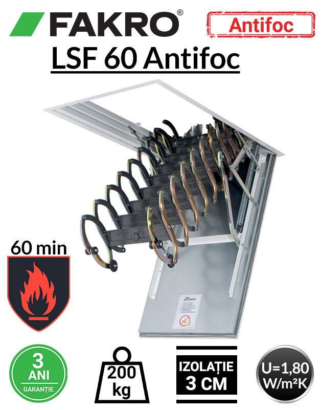 Scara pod rezistenta la foc 60 min Fakro LSF